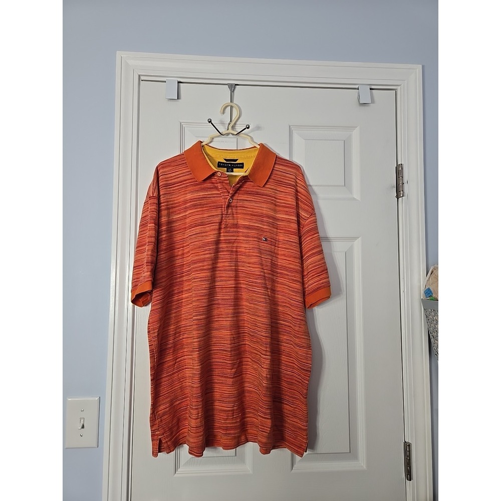Tommy Hilfiger Mens Multi Colored‎ Stripped Polo Shirt S/Sleeve Large
